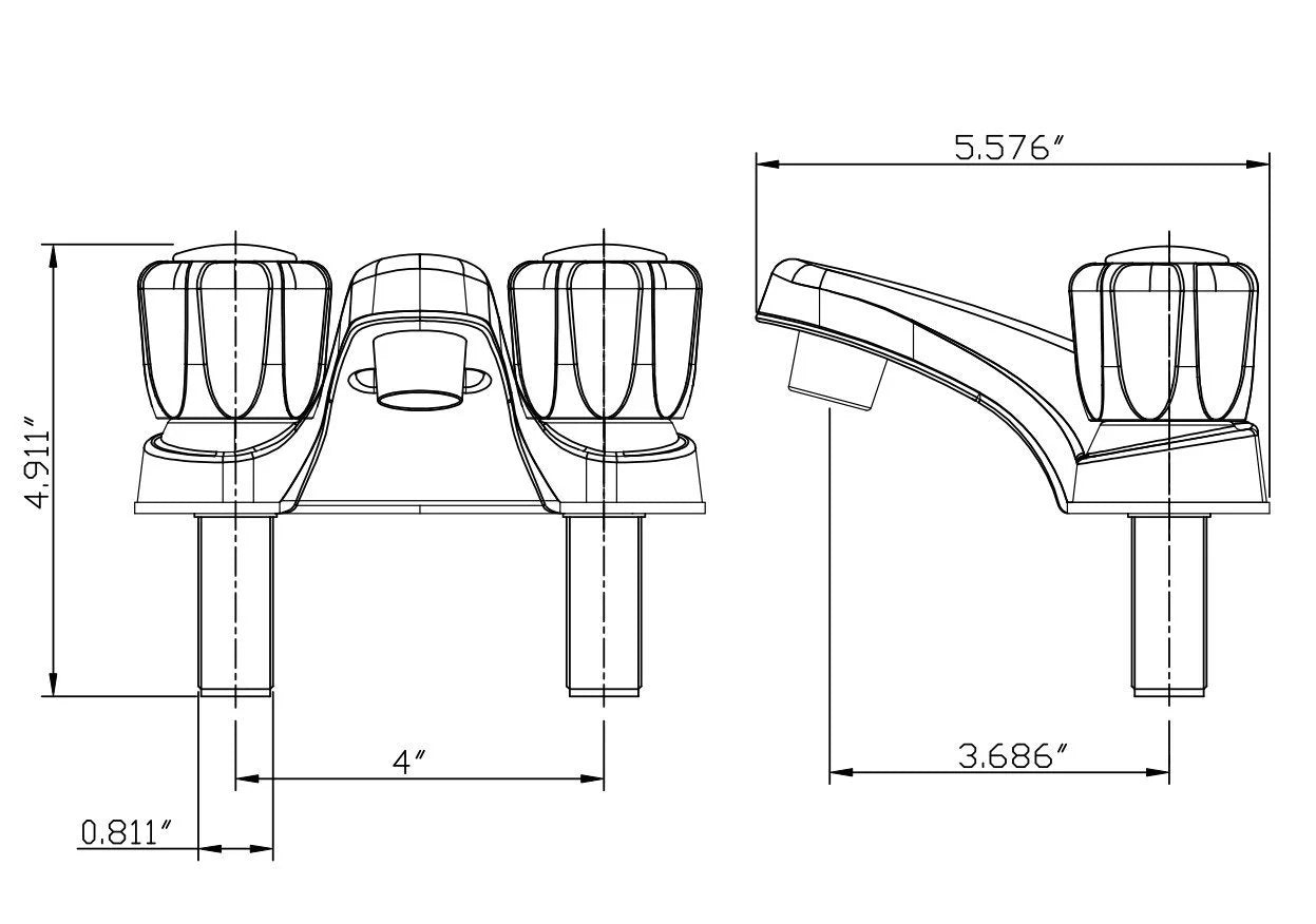 Lavatory Faucet with Smoked Acrylic Knobs for RV Bathrooms - Brushed Satin Nickel