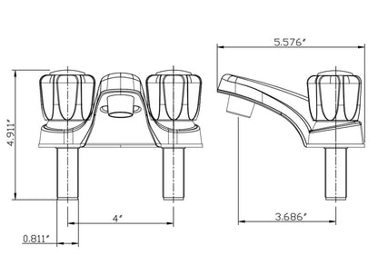 Lavatory Faucet with Smoked Acrylic Knobs for RV Bathrooms - Brushed Satin Nickel