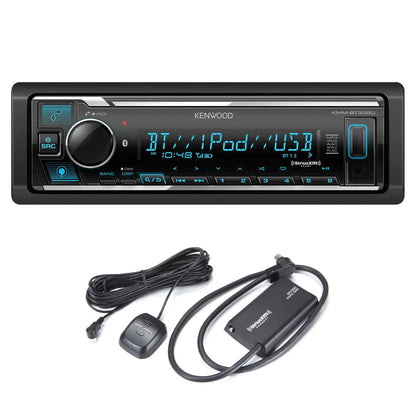 KMM-BT332U Bluetooth USB Media Receiver with Alexa, Single DIN, Sirius XM Tuner Kit