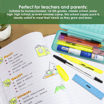 BAZIC Back to School Kit 22 Piece Count, School Supplies for Student K-12, Spec or COLOR MAY VARY, 1-Pack