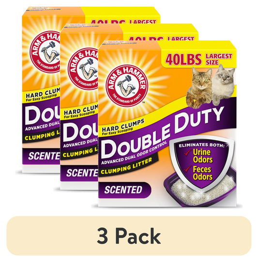 (3 Pack)  Double Duty Cat Litter, Advanced Odor Control Clumping Cat Litter, Scented, 40 Lb