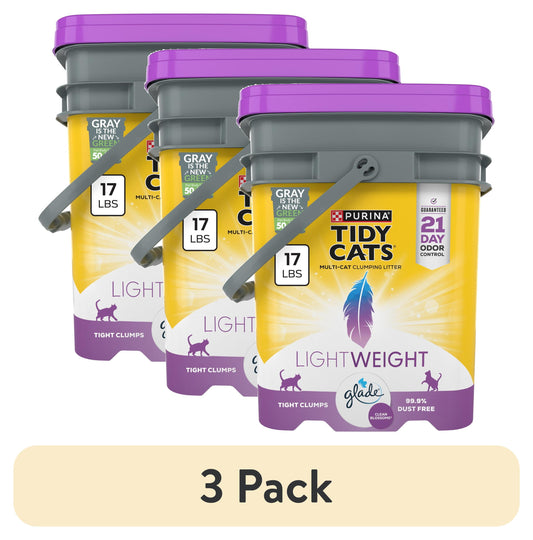(3 Pack) Purina  Lightweight with Glade Clean Blossoms Scented Clumping Cat Litter