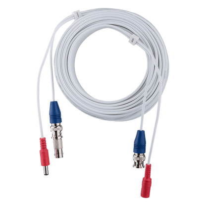 . BNC Video Power Wire Cord,100Ft,White, Wire for Security Camera, CCTV, DVR, Plug & Play