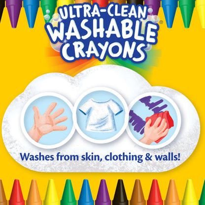 Ultra-Clean Washable Crayons, 24 Ct, School Supplies for Kids, Classroom Must Haves for Teachers, Gifts, Ages 3+