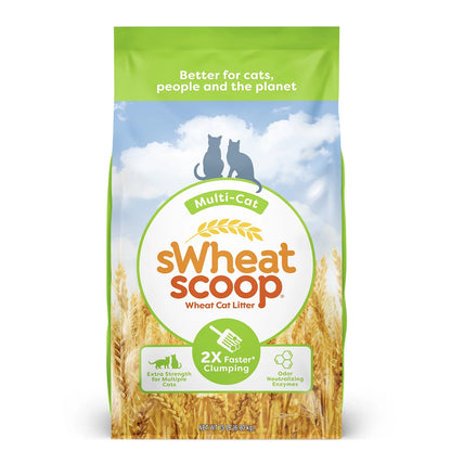 (3 Pack)  Multi-Cat Natural Clumping Wheat Cat Litter, 15Lb