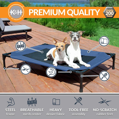 Original Pet Cot Elevated Dog Bed Blue/Black Mesh Medium 32 X 25 X 7 Inches