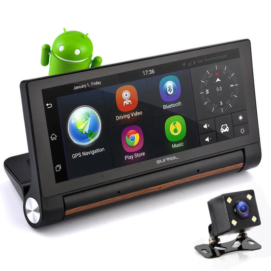 Surveil Wireless Android GPS DVR Dash Cam and Backup Camera W/ 7" Display