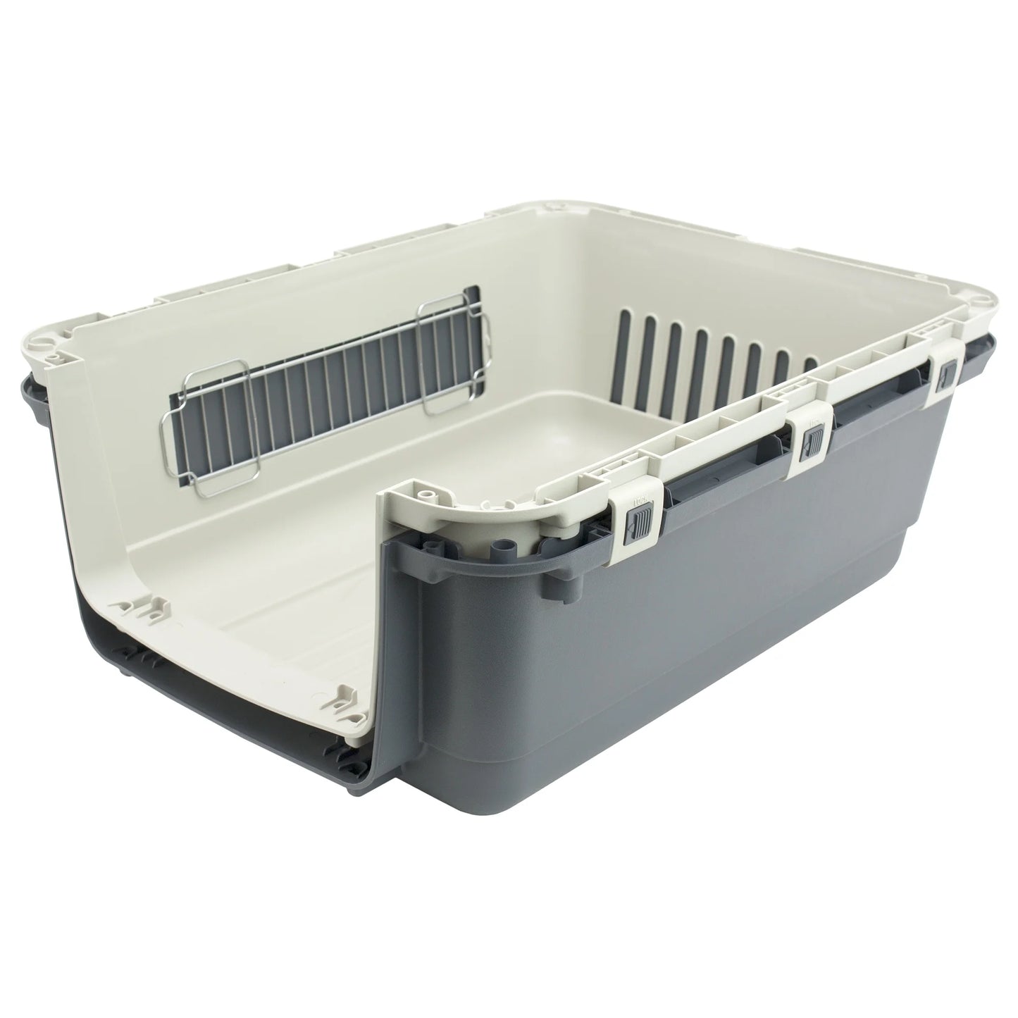 Plastic Kennel for Dogs & Cats, Wire Door, IATA Airline Approved, Travel Crate, with Wheels, Gray, Medium, 27" L X 20" W X 19" H