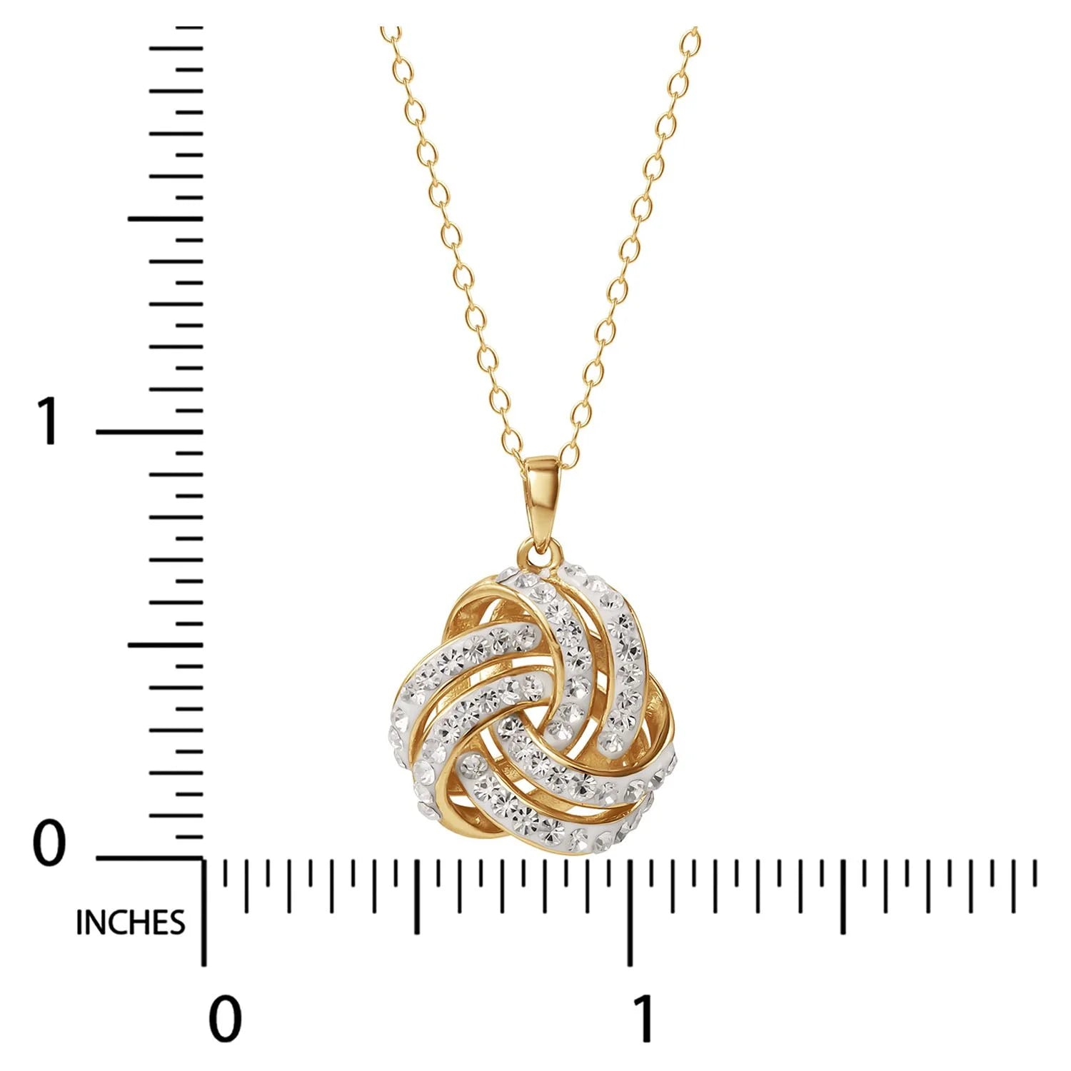 Fine Women'S Love Knot 18K Gold Crystal Pendant and Earring Set