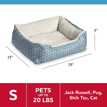 (3 Pack)  Bed for Dogs & Cats, Plush Cuddler, Portable, Machine Washable, Blue & White, 19" × 15"