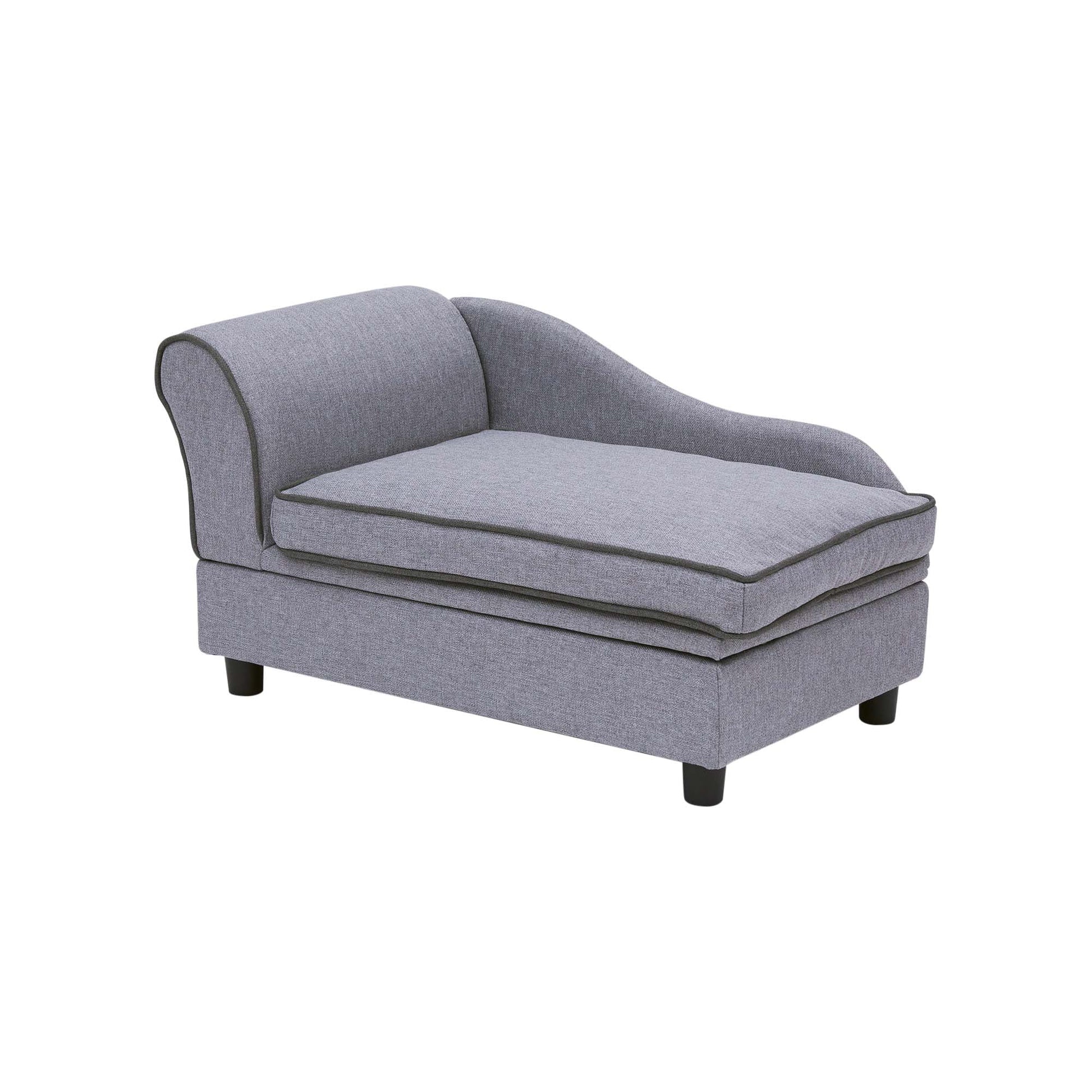 Ivan Chaise Lounge Dog Bed with Storage for Pets up to 66 Lbs, Gray