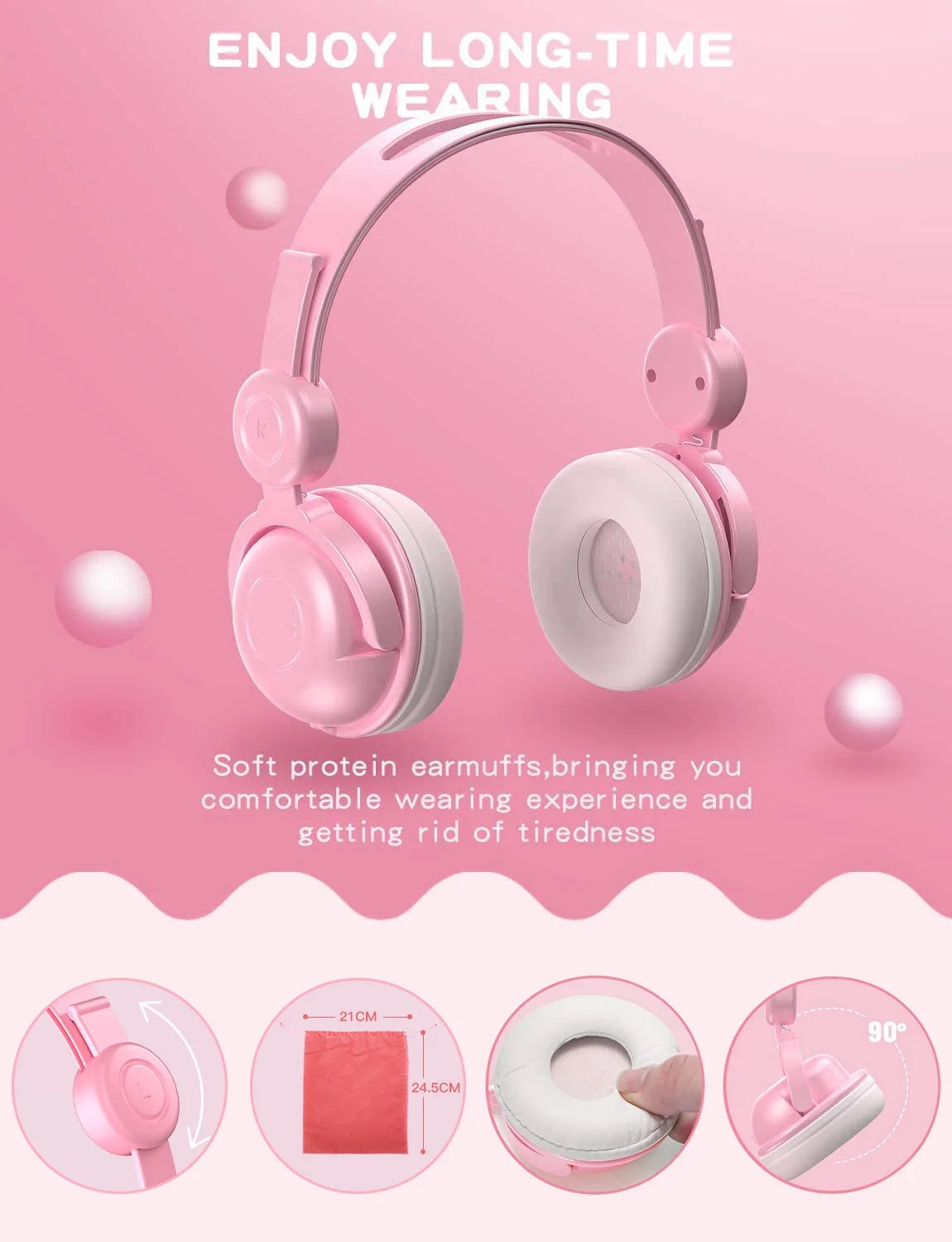 Kids Headphones for Girls with Microphone, Wired Kids Headphones for School Pad Phone Tablet, 85Db Volume Limited Hearing Protection, Preschool Graduation and Back to School Gifts for Kids