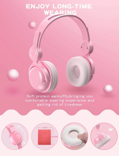 Kids Headphones for Girls with Microphone, Wired Kids Headphones for School Pad Phone Tablet, 85Db Volume Limited Hearing Protection, Preschool Graduation and Back to School Gifts for Kids
