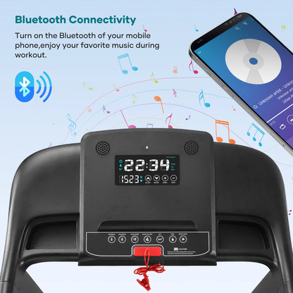 Treadmill with Auto Incline Bluetooth Voice Control 17" Wide Electric Treadmill Folding Machine 15 Level Auto 8.8 Mhp Speed for Home Use Gifts