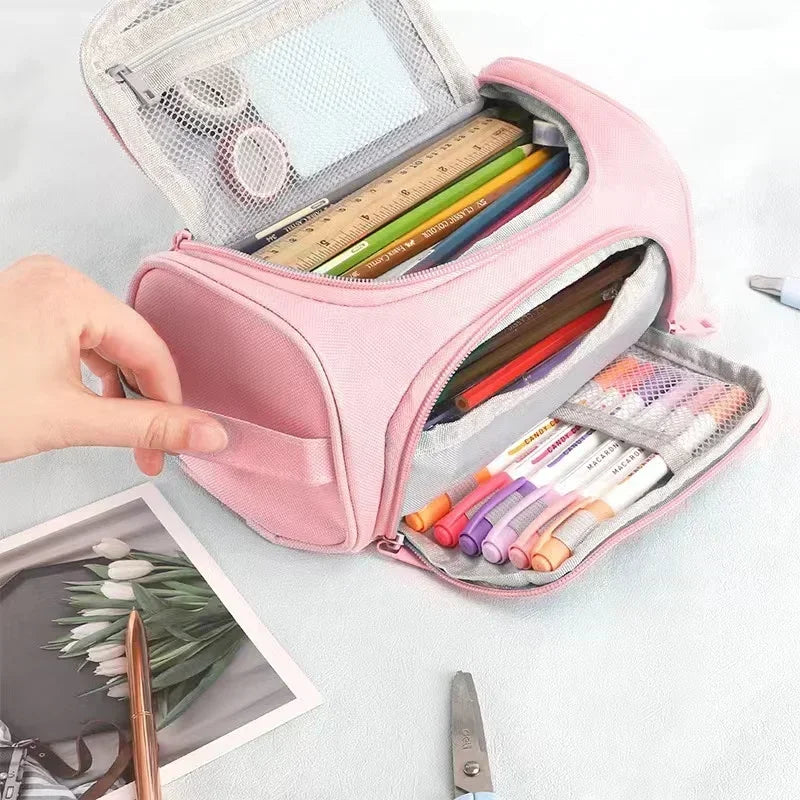Large Capacity Multifunctional Pencil Case Double Layer Large Capacity Pencil Bag Cute Back to School Stationery Supplies New
