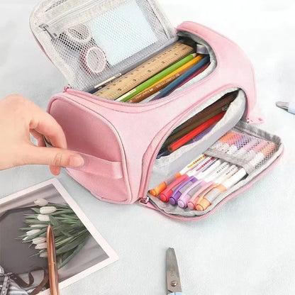 Large Capacity Multifunctional Pencil Case Double Layer Large Capacity Pencil Bag Cute Back to School Stationery Supplies New