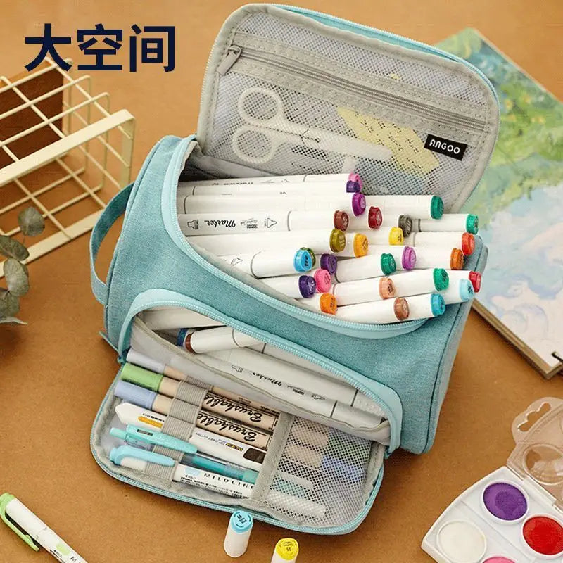 Large Capacity Multifunctional Pencil Case Double Layer Large Capacity Pencil Bag Cute Back to School Stationery Supplies New