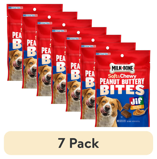 (7 Pack) Milk Bone Peanut Buttery Bites Soft Dog Treats with Jif Peanut Butter, 4.5 Oz Bag