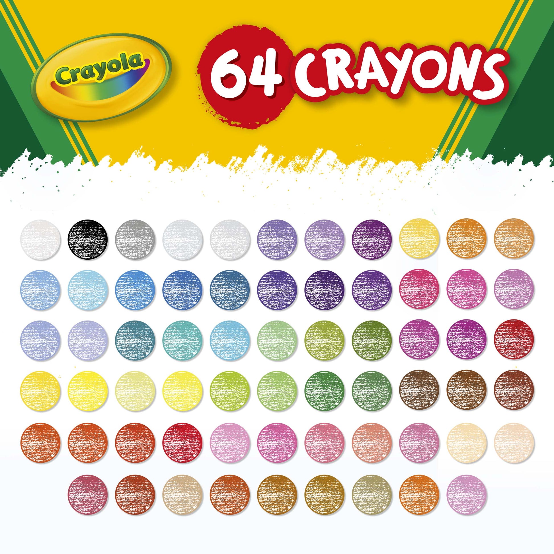 Crayons with Sharpener, 64 Ct, Back to School Supplies, Classroom Must Haves for Teachers, Arts and Crafts, Coloring Gift for Kids, Ages 4, 5, 6, 7