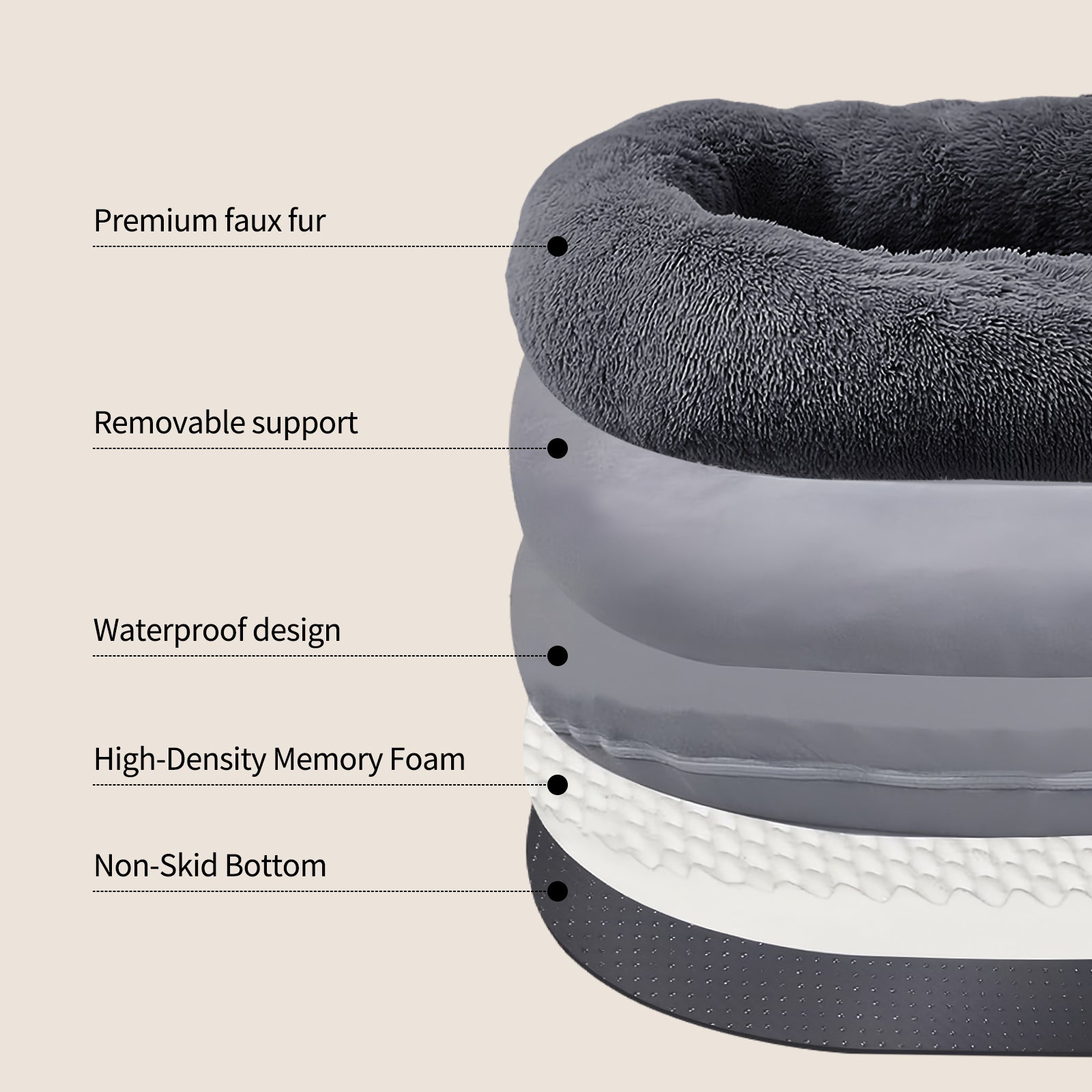 Human Dog Bed, 75''X45''X14'' Large Size Fits for Adults, Washable Cover Dog Bed, Present Plump with Pillow and Blanket, Dark Gray