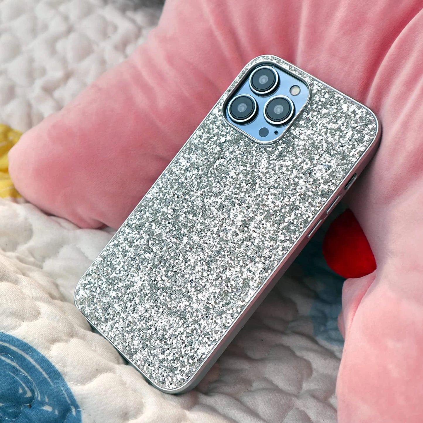 Compatible with Iphone Case,Crystal Diamond Glitter Bling Sparkly Soft Shockproof Cover for Women Girls Phone Case (Red,Iphone 12 Pro)