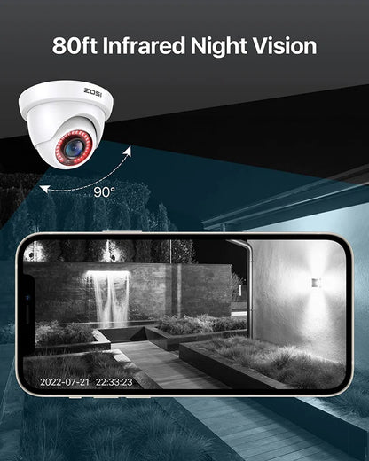 8CH DVR Security Camera System, 4Pcs 1080P Dome Outdoor Security Cameras, Motion Detection