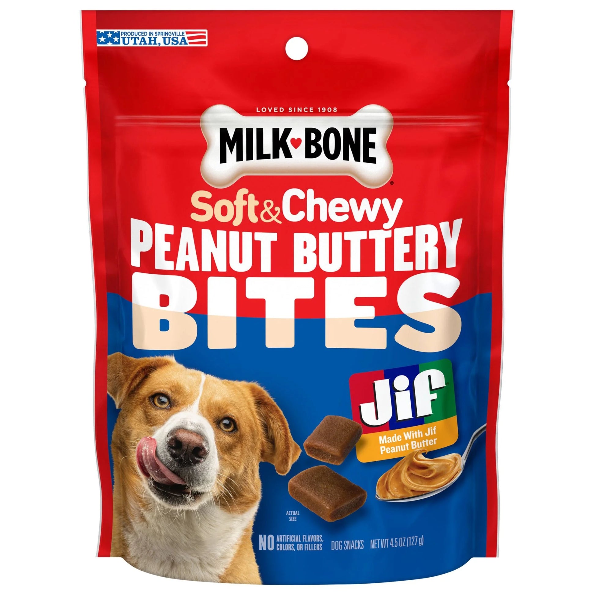(7 Pack) Milk Bone Peanut Buttery Bites Soft Dog Treats with Jif Peanut Butter, 4.5 Oz Bag
