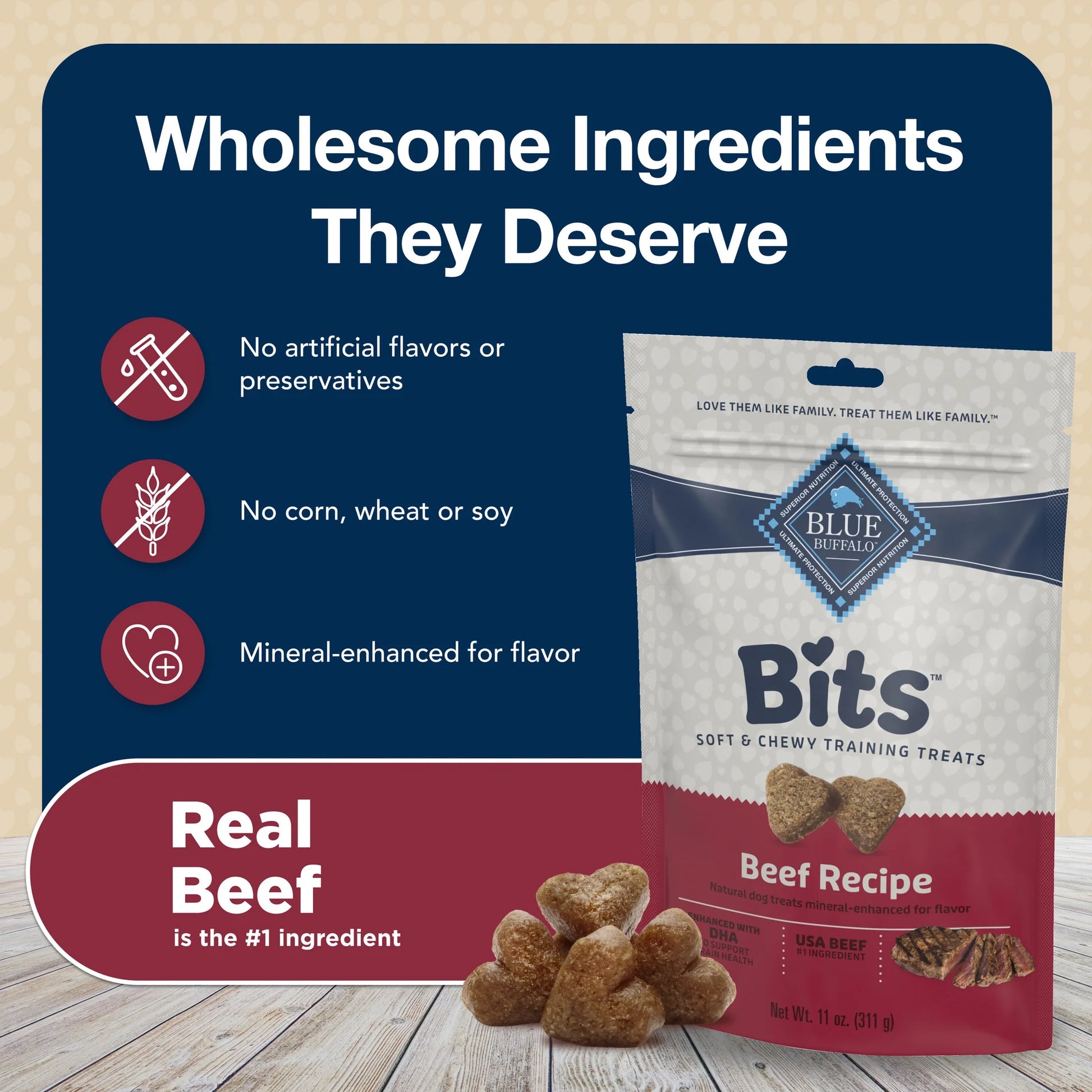 Bits Soft Dog Treats for Training, Enhanced with DHA, 11-Oz. Bag