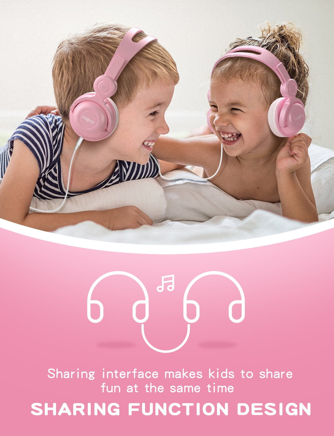 Kids Headphones for Girls with Microphone, Wired Kids Headphones for School Pad Phone Tablet, 85Db Volume Limited Hearing Protection, Preschool Graduation and Back to School Gifts for Kids