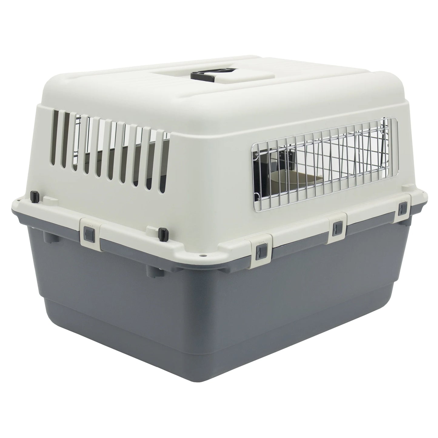 Plastic Kennel for Dogs & Cats, Wire Door, IATA Airline Approved, Travel Crate, with Wheels, Gray, Medium, 27" L X 20" W X 19" H