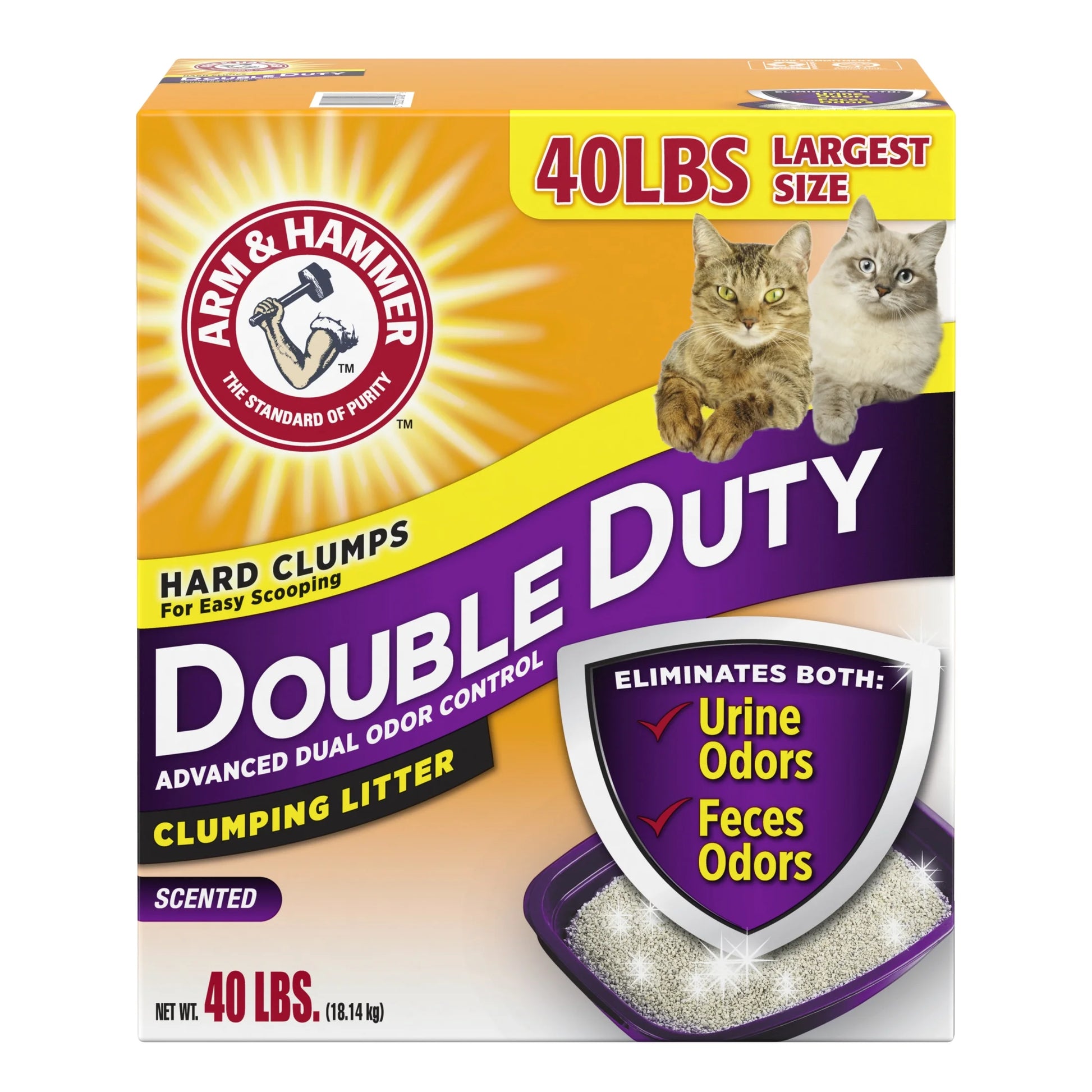 (3 Pack)  Double Duty Cat Litter, Advanced Odor Control Clumping Cat Litter, Scented, 40 Lb