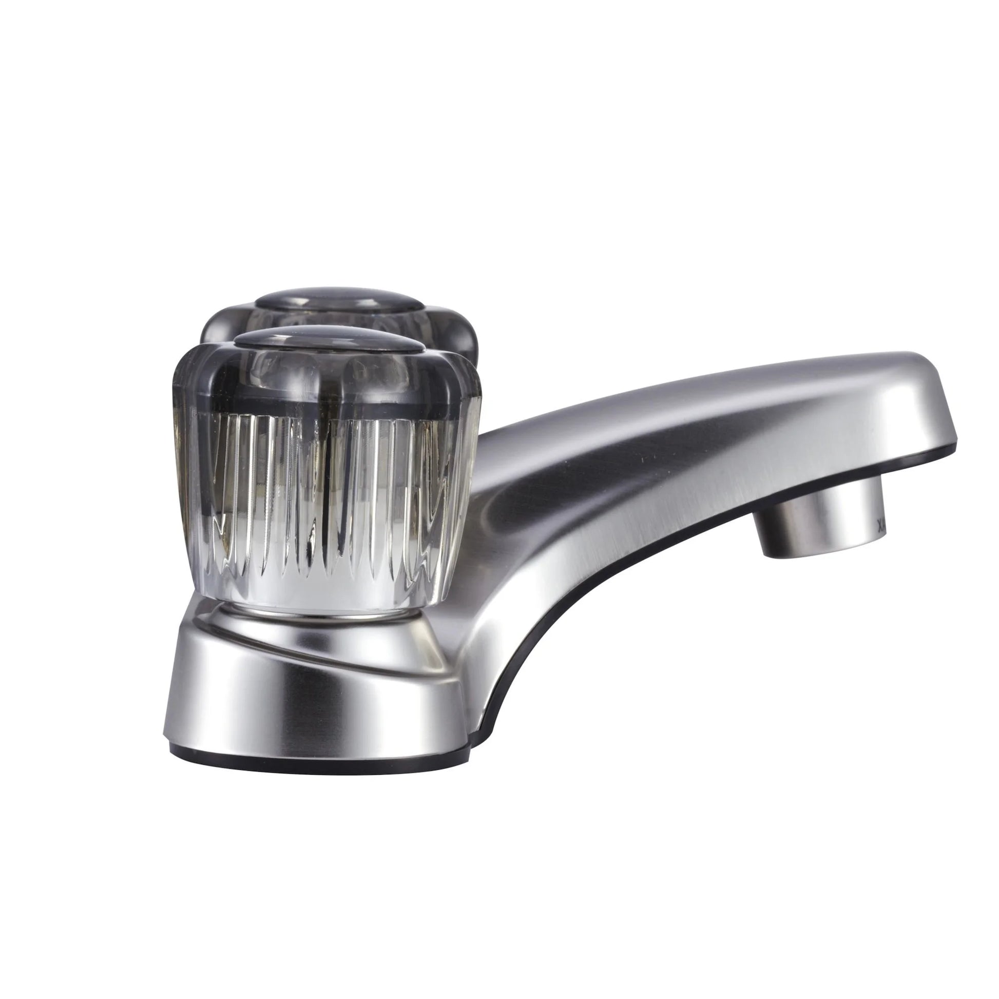 Lavatory Faucet with Smoked Acrylic Knobs for RV Bathrooms - Brushed Satin Nickel