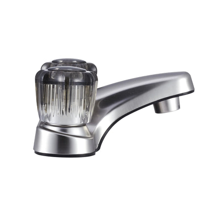 Lavatory Faucet with Smoked Acrylic Knobs for RV Bathrooms - Brushed Satin Nickel