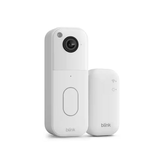Video Doorbell System - Wireless - Battery Operated Smart Video Doorbell Camera and Included Sync Module Core,White