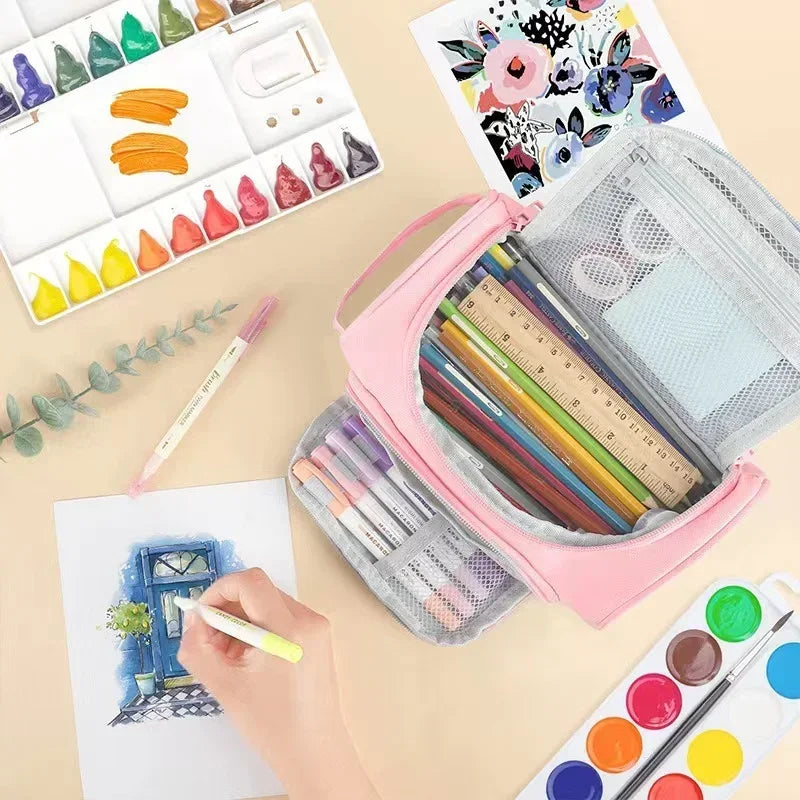 Large Capacity Multifunctional Pencil Case Double Layer Large Capacity Pencil Bag Cute Back to School Stationery Supplies New