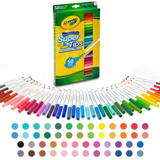 Super Tips Washable Markers for Kids, 50 Ct, Classroom Must Haves, Back to School Supplies, 3+