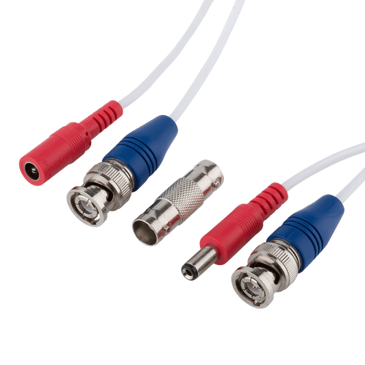 . BNC Video Power Wire Cord,100Ft,White, Wire for Security Camera, CCTV, DVR, Plug & Play