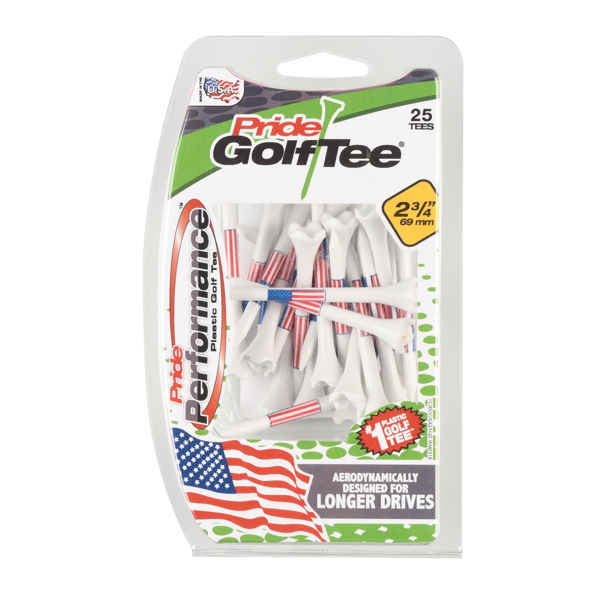 Pride Performance Golf Tees, Plastic Flag Golf Tee, 2.75, 25 Count