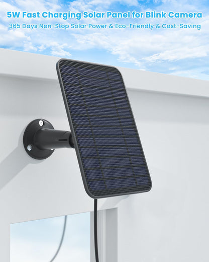 5W Solar Panel for Blink Camera Outdoor, Solar Panel Charger with Battery Compatible with New Blink Outdoor 4 (4Th Gen) Camera, with 13.1Ft Cable, IP65 Weatherproof, Includes Secure Wall Mount, 4 Pack