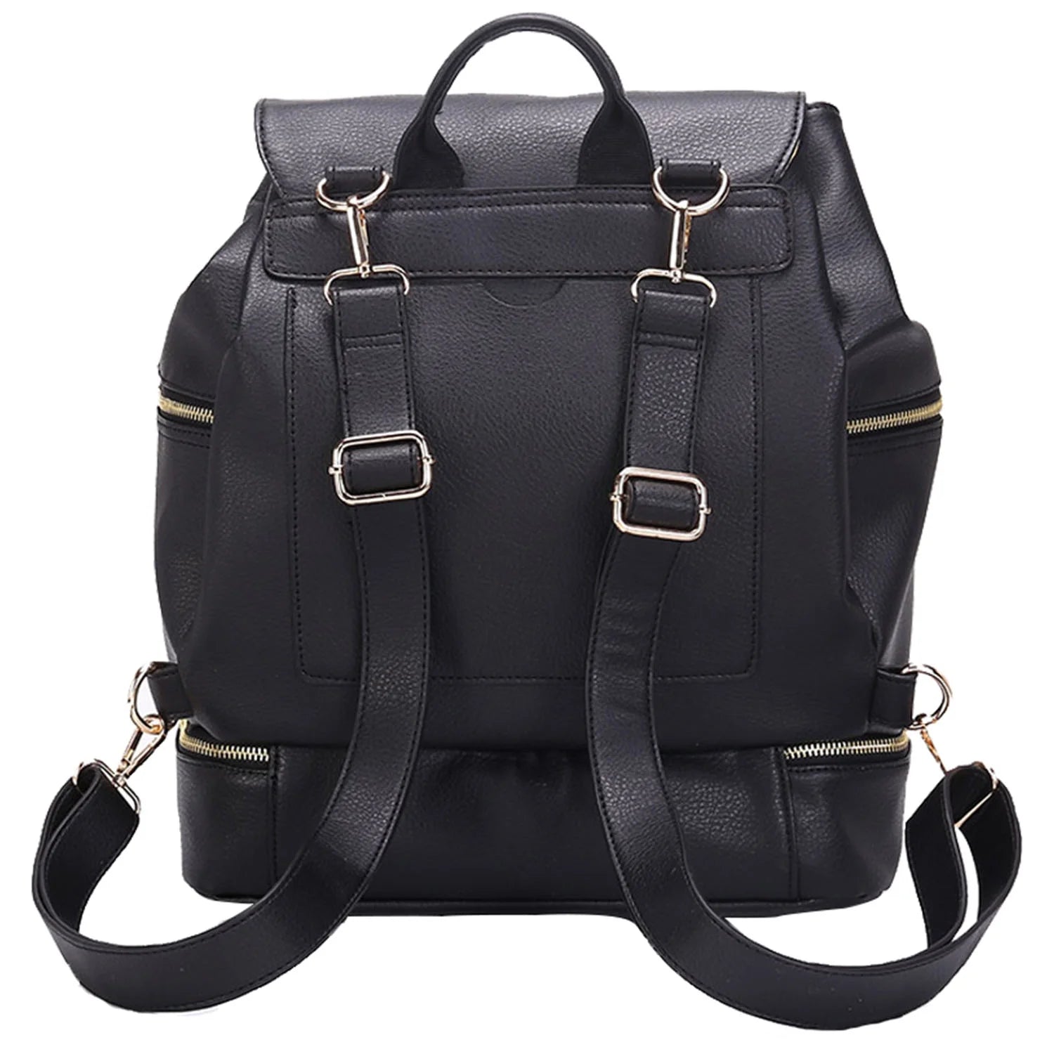 LEQUEEN Large PU Leather Baby Diaper Bag with Nappy Changing Pad Mummy Backpack Back to School Schoolbag,Black