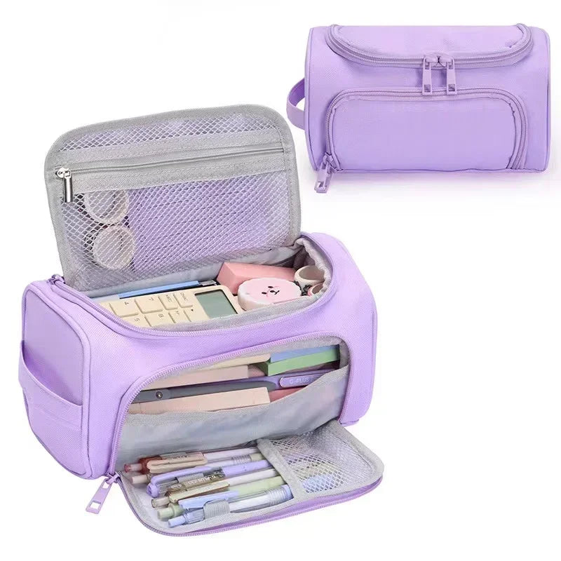 Large Capacity Multifunctional Pencil Case Double Layer Large Capacity Pencil Bag Cute Back to School Stationery Supplies New