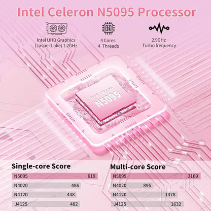 15.6" Business Laptop Office 2024 Windows 11 Pro 16GB RAM 512GB SSD Intel Celeron N5095 Backlit Keyboard Work Laptop Back to School Essentials for Students Rose Gold