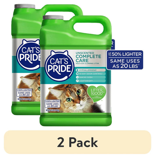 (2 Pack)  Complete Care Unscented Multi-Cat Clumping Clay Cat Litter, 10 Lb Jug