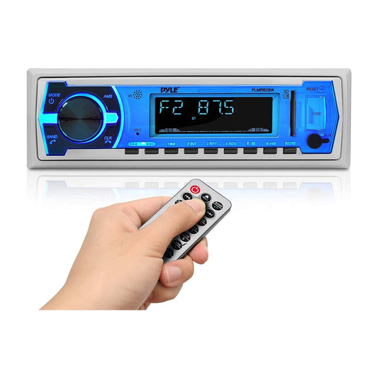 PLMRB29W Bluetooth Wireless in Dash Marine Stereo Radio Receiver, White