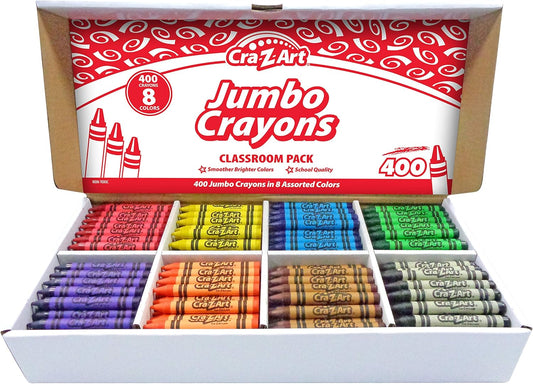 Jumbo Crayon Bulk Class Pack 400Ct 8 Assorted Colors, Back to School Supply List Essential, Bulk Pack for School Supply Rooms and in Class for Teachers
