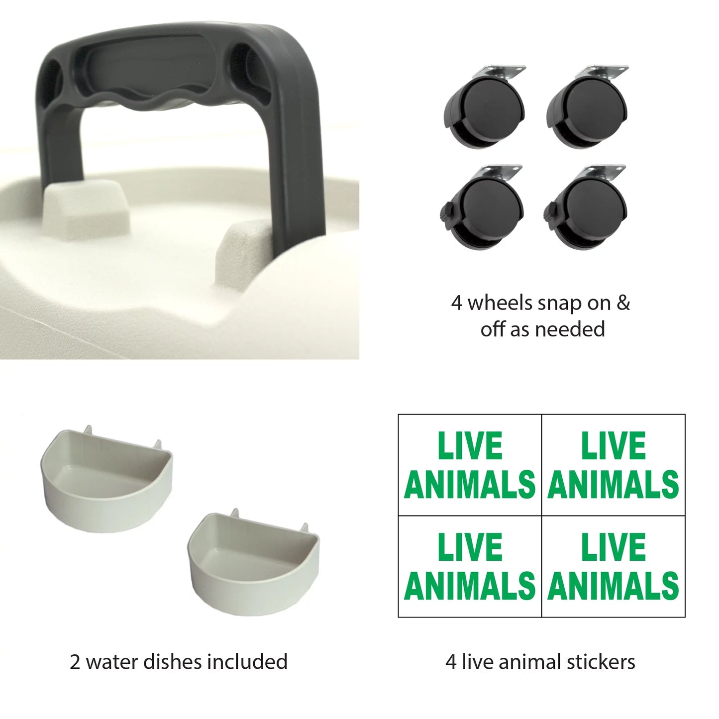 Plastic Kennel for Dogs & Cats, Wire Door, IATA Airline Approved, Travel Crate, with Wheels, Gray, Medium, 27" L X 20" W X 19" H