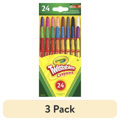 (3 Pack)  Twistables Mini Crayon Set, 24 Ct, Back to School Supplies, Multi-Color