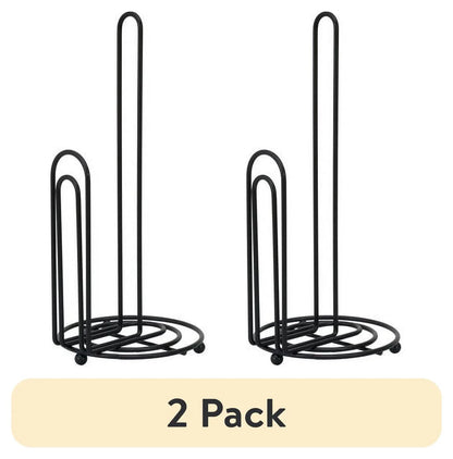 (2 Pack)  13.1" Stylish Metal Wire Paper Towel Holder, Black