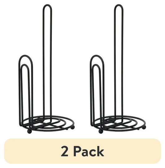 (2 Pack)  13.1" Stylish Metal Wire Paper Towel Holder, Black