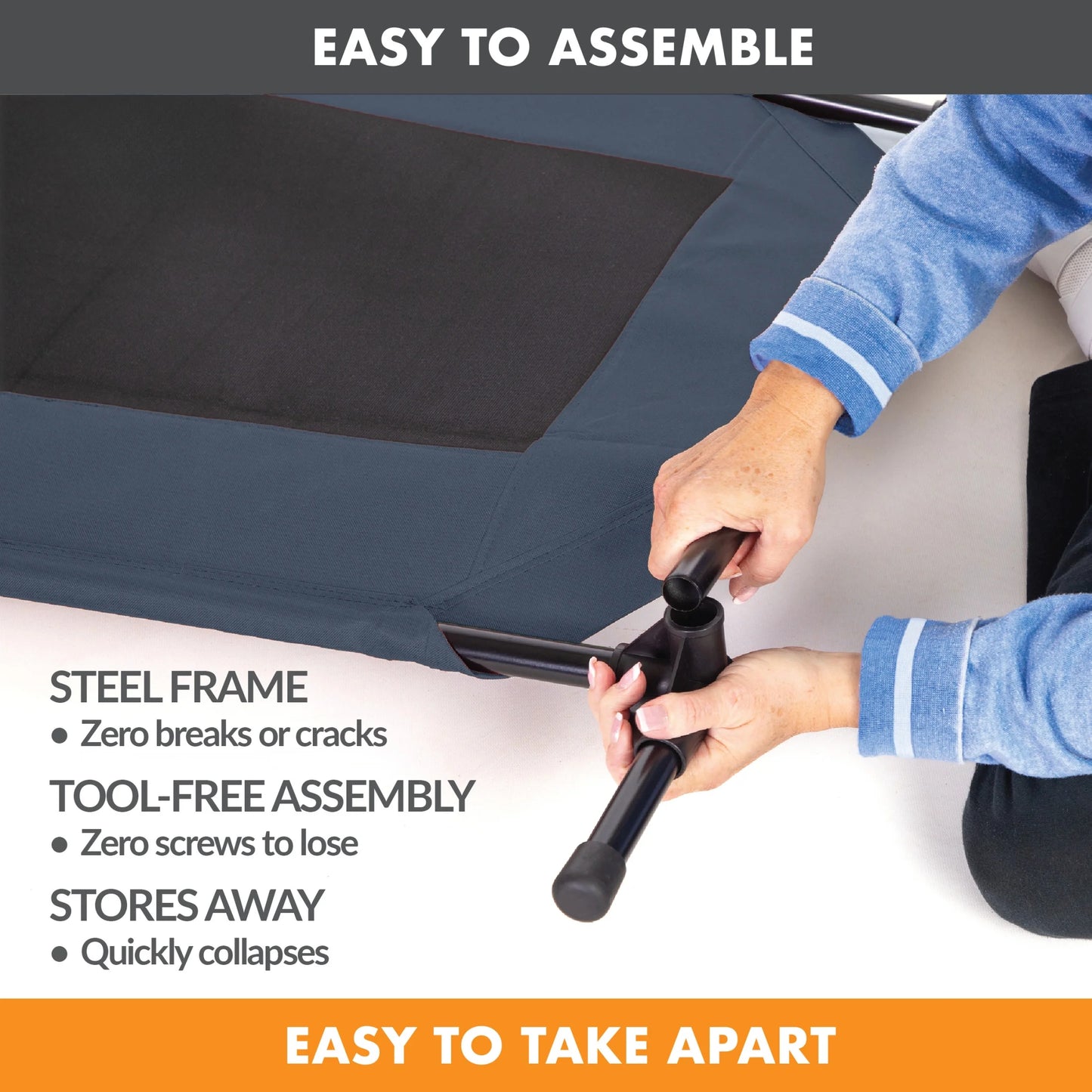 Original Pet Cot Elevated Dog Bed Blue/Black Mesh Medium 32 X 25 X 7 Inches